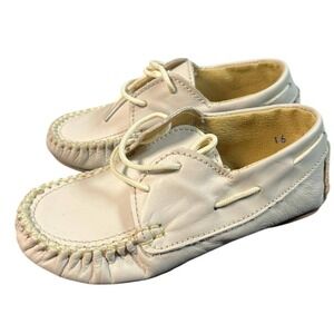 Angel Infant Baby Oxfords Moccasins Leather‎ Shoes White Lace Up US 10